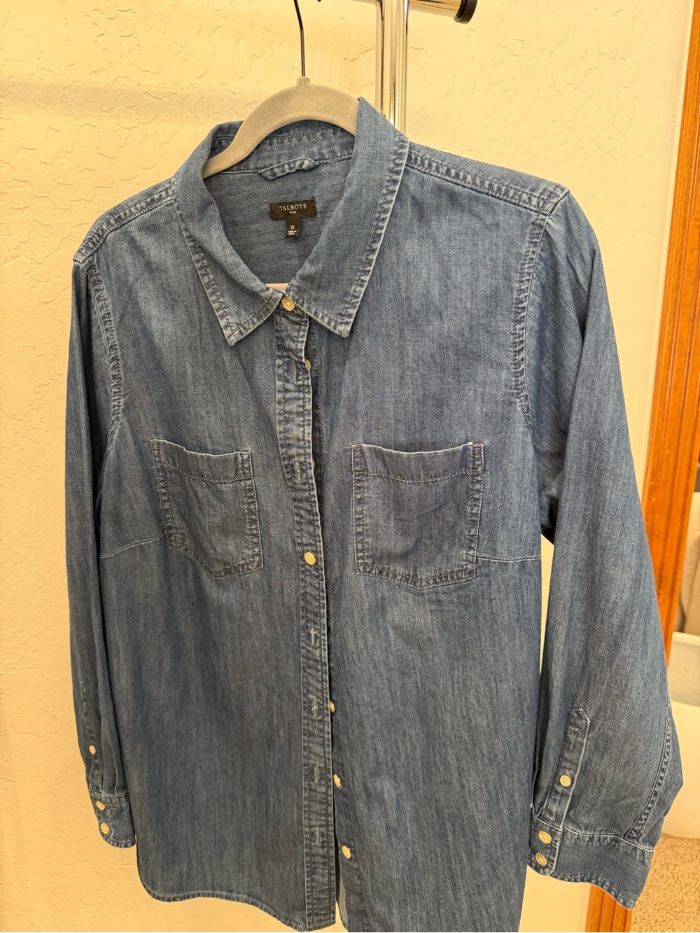 Talbots Plus Washed Indigo Denim Shirt
